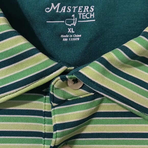 Masters Tech Augusta National Multi Green Stripe Golf Polo Men's SIZE XL - Picture 6 of 8